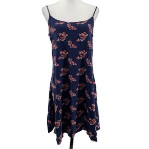 Floral Slip Dress Women Small Navy Blue Roses Romantic Country‎ Cottage Feminine